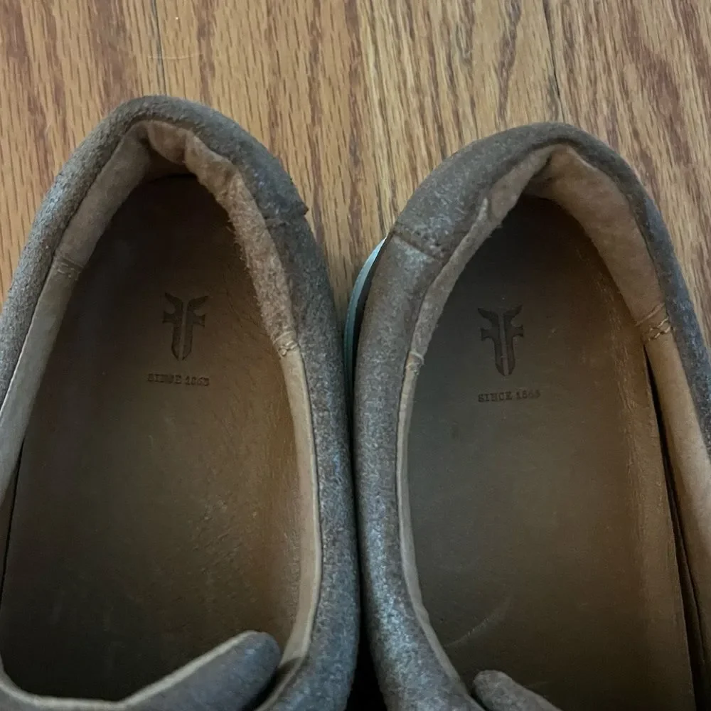 Frye | Women's Ivy Gore Distressed Leather Slip-On Sneakers in Brown Size 9